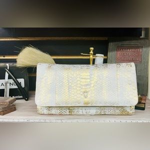 Clutch GOLD WHITE PYTHON HANDBAG